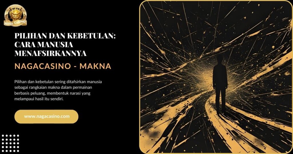 Ilustrasi 2D abstrak siluet manusia yang merepresentasikan pilihan dan kebetulan